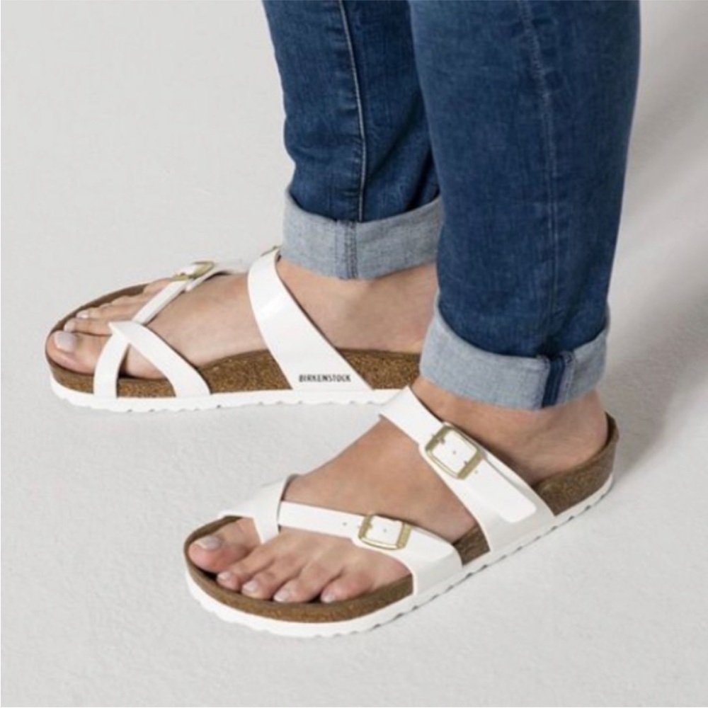 NEW Birkenstock Mayari Birko-Flor Sandal White/Copper Size EU 36